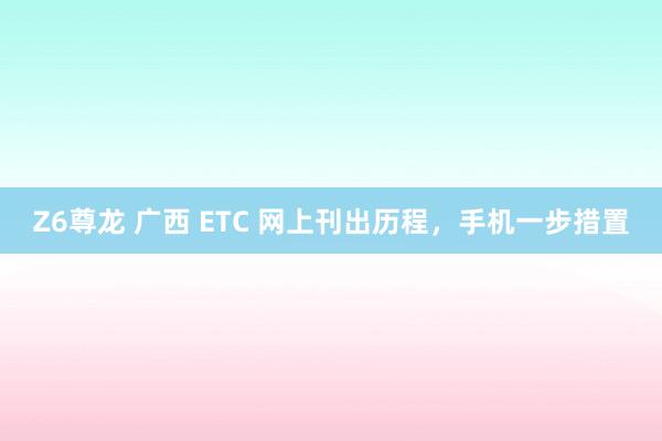Z6尊龙 广西 ETC 网上刊出历程，手机一步措置