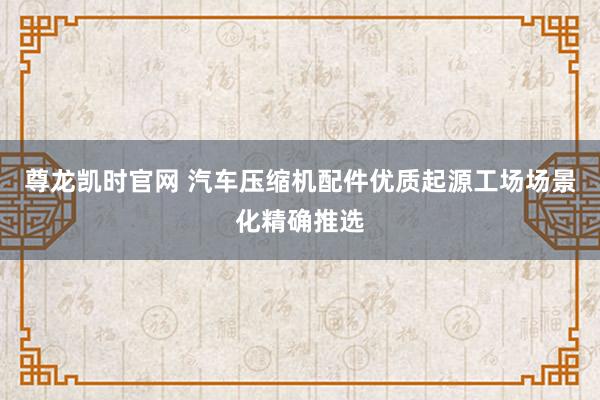 尊龙凯时官网 汽车压缩机配件优质起源工场场景化精确推选