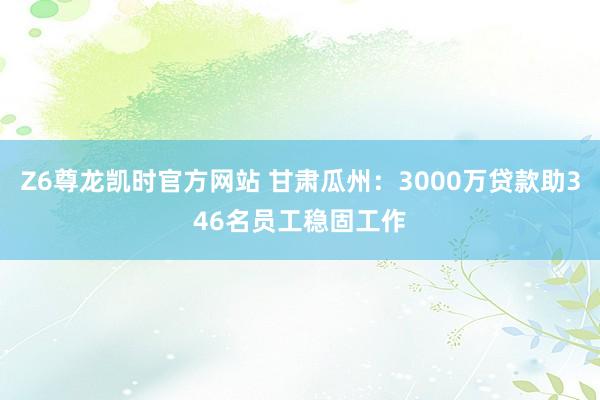 Z6尊龙凯时官方网站 甘肃瓜州：3000万贷款助346名员工稳固工作