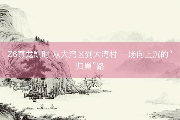 Z6尊龙凯时 从大湾区到大湾村 一场向上沉的“归巢”路