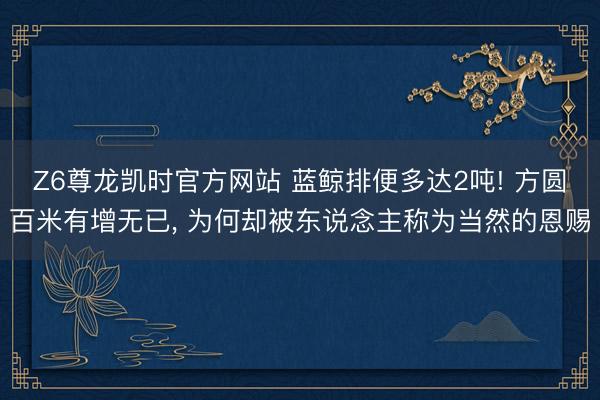 Z6尊龙凯时官方网站 蓝鲸排便多达2吨! 方圆百米有增无已， 为何却被东说念主称为当然的恩赐