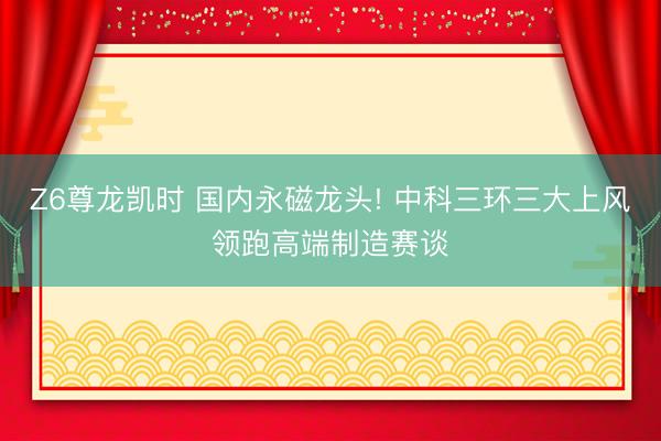Z6尊龙凯时 国内永磁龙头! 中科三环三大上风领跑高端制造赛谈