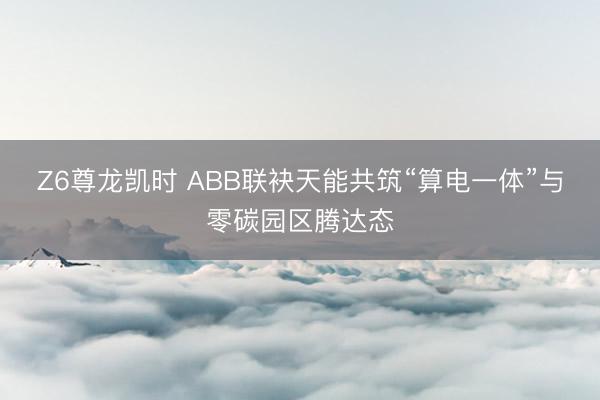Z6尊龙凯时 ABB联袂天能共筑“算电一体”与零碳园区腾达态