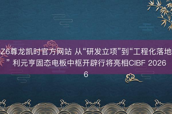 Z6尊龙凯时官方网站 从“研发立项”到“工程化落地” 利元亨固态电板中枢开辟行将亮相CIBF 2026