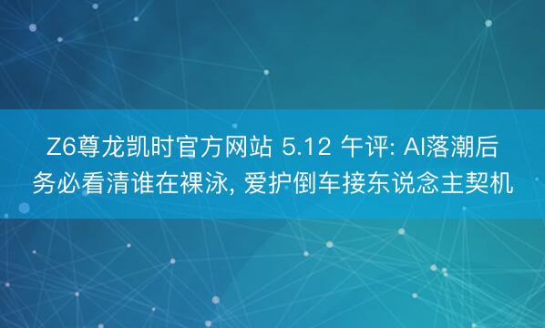 Z6尊龙凯时官方网站 5.12 午评: AI落潮后务必看清谁在裸泳， 爱护倒车接东说念主契机