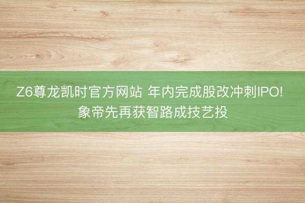 Z6尊龙凯时官方网站 年内完成股改冲刺IPO! 象帝先再获智路成技艺投