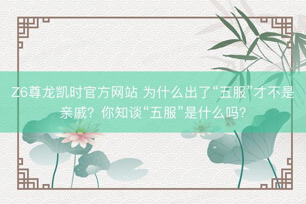 Z6尊龙凯时官方网站 为什么出了“五服”才不是亲戚？你知谈“五服”是什么吗？