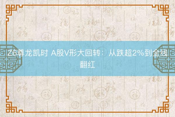 Z6尊龙凯时 A股V形大回转：从跌超2%到全线翻红