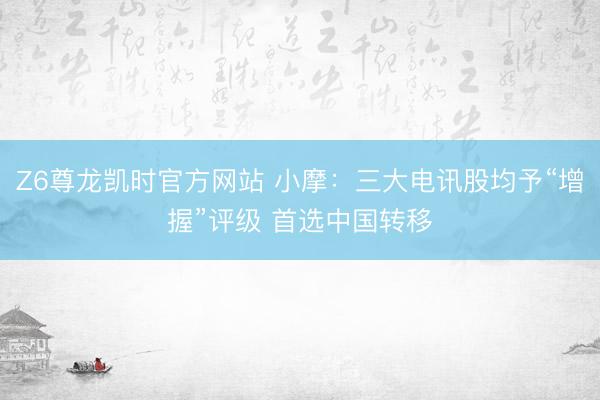 Z6尊龙凯时官方网站 小摩：三大电讯股均予“增握”评级 首选中国转移