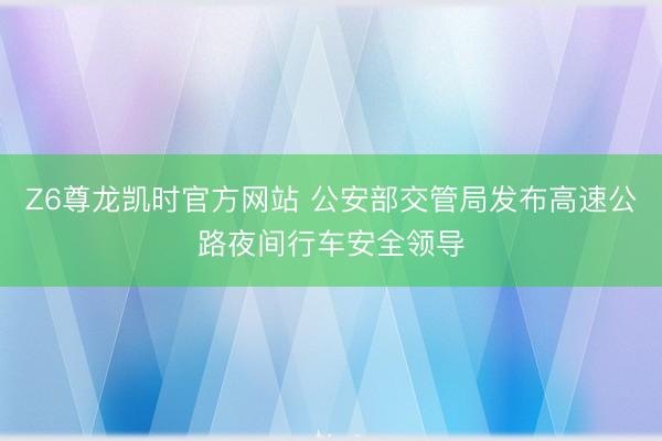 Z6尊龙凯时官方网站 公安部交管局发布高速公路夜间行车安全领导