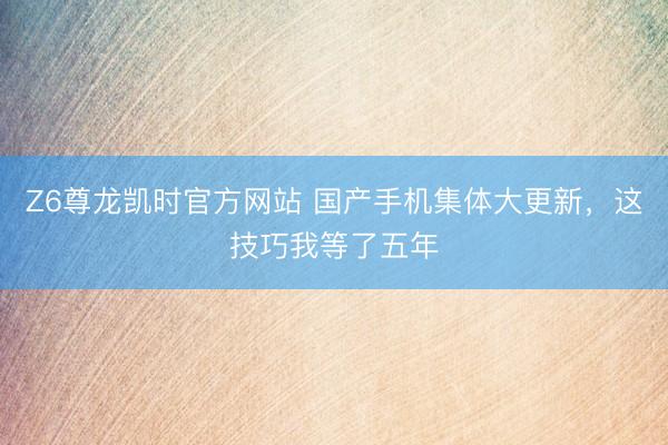 Z6尊龙凯时官方网站 国产手机集体大更新，这技巧我等了五年