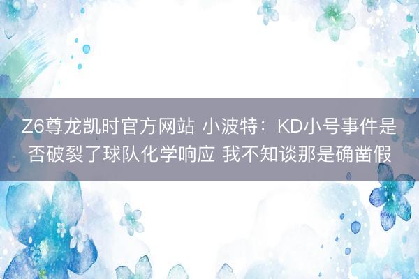 Z6尊龙凯时官方网站 小波特：KD小号事件是否破裂了球队化学响应 我不知谈那是确凿假