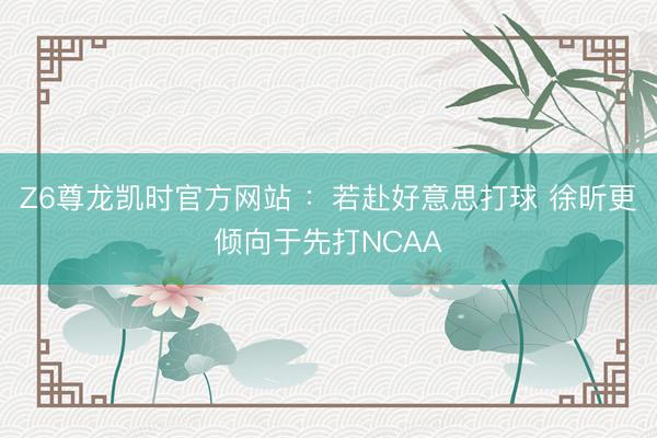 Z6尊龙凯时官方网站 ：若赴好意思打球 徐昕更倾向于先打NCAA