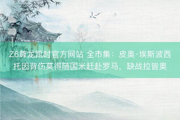 Z6尊龙凯时官方网站 全市集:皮奥·埃斯波西托因背伤莫得随国米赶赴罗马,缺战拉皆奥