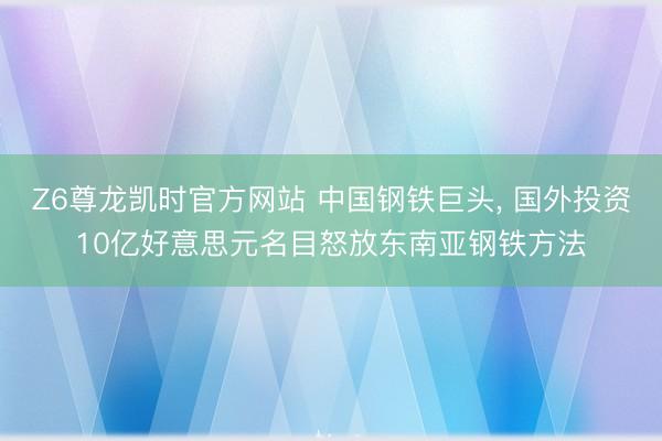 Z6尊龙凯时官方网站 中国钢铁巨头， 国外投资10亿好意思元名目怒放东南亚钢铁方法