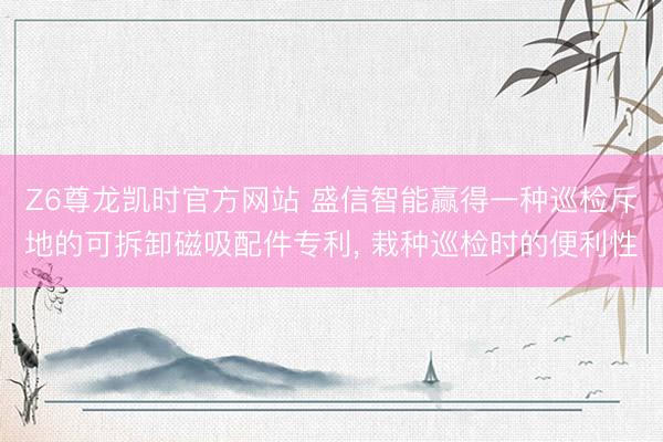 Z6尊龙凯时官方网站 盛信智能赢得一种巡检斥地的可拆卸磁吸配件专利， 栽种巡检时的便利性