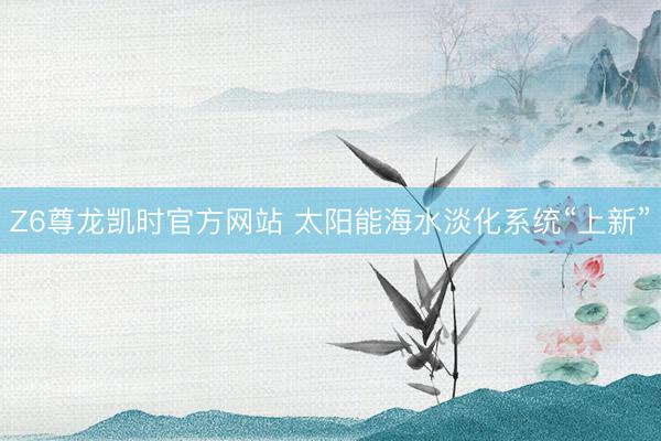 Z6尊龙凯时官方网站 太阳能海水淡化系统“上新”