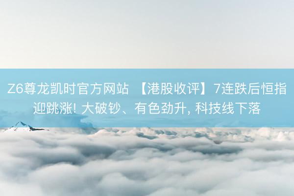 Z6尊龙凯时官方网站 【港股收评】7连跌后恒指迎跳涨! 大破钞、有色劲升， 科技线下落