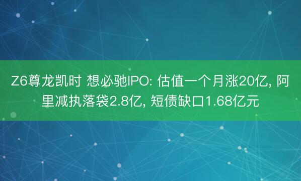 Z6尊龙凯时 想必驰IPO: 估值一个月涨20亿, 阿里减执落袋2.8亿, 短债缺口1.68亿元