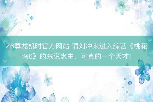 Z6尊龙凯时官方网站 请刘冲来进入综艺《桃花坞6》的东说念主,可真的一个天才!