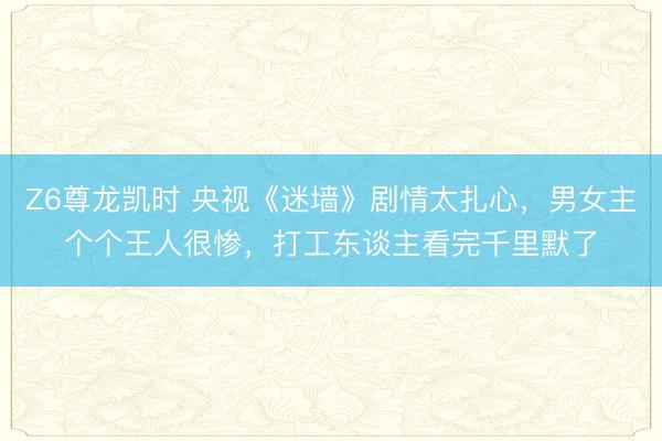 Z6尊龙凯时 央视《迷墙》剧情太扎心,男女主个个王人很惨,打工东谈主看完千里默了