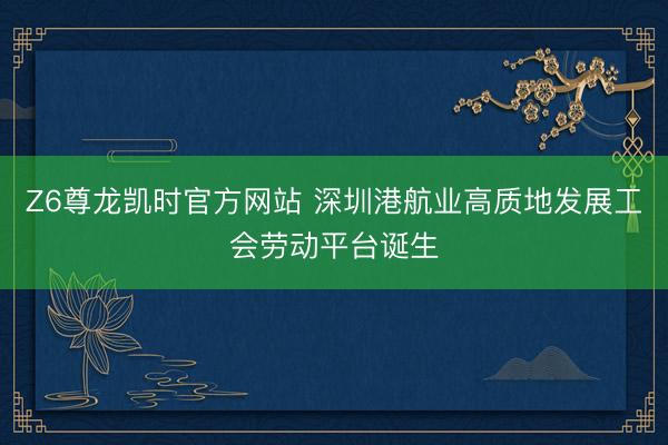Z6尊龙凯时官方网站 深圳港航业高质地发展工会劳动平台诞生