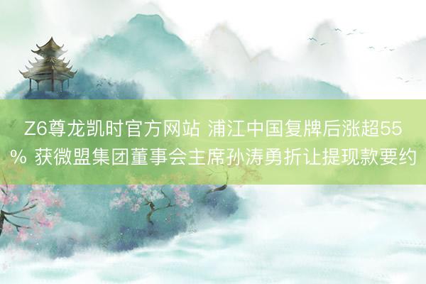 Z6尊龙凯时官方网站 浦江中国复牌后涨超55% 获微盟集团董事会主席孙涛勇折让提现款要约