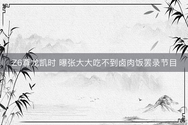 Z6尊龙凯时 曝张大大吃不到卤肉饭罢录节目