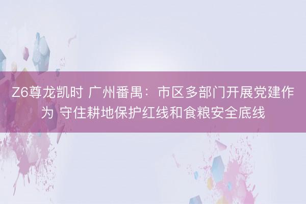 Z6尊龙凯时 广州番禺：市区多部门开展党建作为 守住耕地保护红线和食粮安全底线